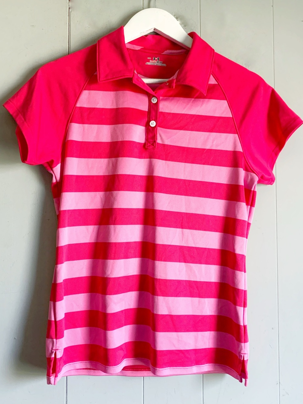 UNDER ARMOUR Tiny Fit Striped Golf Polo Shirt M